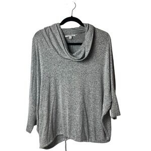 Green Envelope Cowl Neck Sweater Womens Heather Gray Long Sleeve Pullover SZ XL